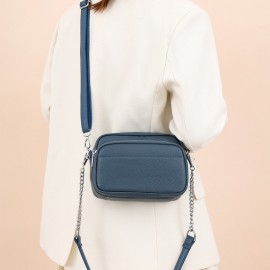Women'S Genuine Leather Crossbody Bag - Large Capacity Retro Square Handbag with Detachable Strap, Golden-Tone Hardware & Zipper Closure, Elegant White/Black/Coffee/Green/Blue 